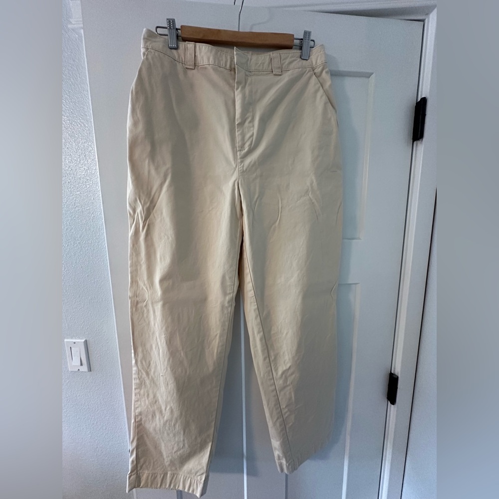 GAP Cream Trousers Relaxed Fit Cotton Blend